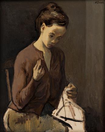 MOSES SOYER A Woman Sewing.